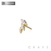 IMPLANT GRADE TITANIUM THREADLESS PUSH IN CZ MARQUISE FAN DROP TOP PART